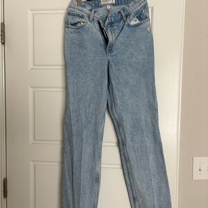 Abercrombie & Fitch Blue 90s Ultra High Rise Curve Love Short. Cross button